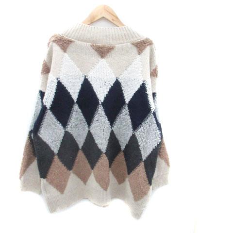 イノルヴ INOLVE ニット カーディガン Vネック ミドル丈 アーガイル