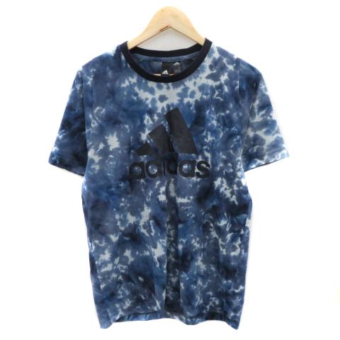 adidas アディダス Tシャツ カットソー 半袖 タイダイ柄 L 紺 ネイビー  