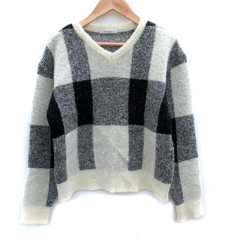 フィーニー PHEENY ニット セーター 長袖 Vネック チェック柄