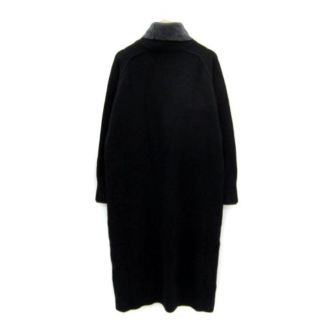 レディースファッション 未使用品 ディレクトワール DIRECTOIRE ニットワンピース ロング丈 長袖 タートルネック 無地 38 M 黒 ブラック /SY6 レディース