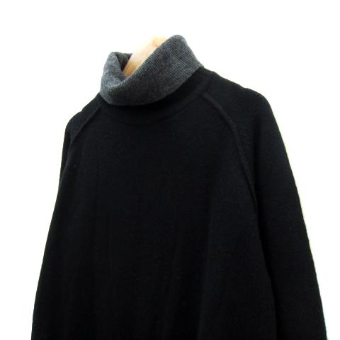 レディースファッション 未使用品 ディレクトワール DIRECTOIRE ニットワンピース ロング丈 長袖 タートルネック 無地 38 M 黒 ブラック /SY6 レディース