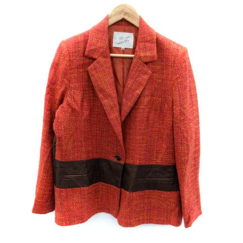 【美品 ツイード 】ルビアム　テーラードジャケット　イタリア製　赤 美品 ツイード 】ルビアム テーラードジャケット イタリア製 赤