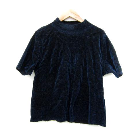 レリアン Leilian ニット カットソー 半袖 ハイネック 無地 ラメ