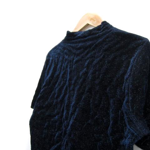 レリアン Leilian ニット カットソー 半袖 ハイネック 無地 ラメ