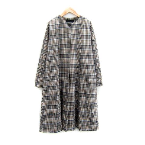 シンプリシテェ SIMPLICITE ノーカラーコート ロング丈 チェック柄