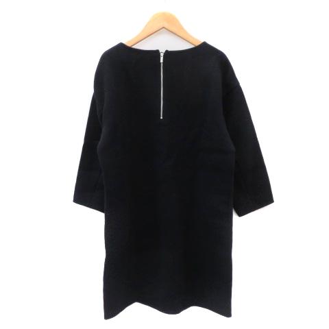 O120★ユナイテッドアローズ ワンピース36濃紺 秋冬ウール新品未使用2.6万 UNITED ARROWS（ユナイテッドアローズ） ワンピース ひざ丈 長袖