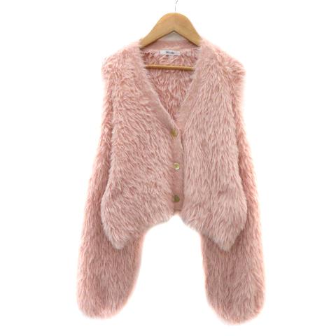 ナイスクラップ NICE CLAUP シャギーニットカーディガン ショート丈 F