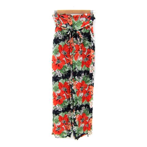 ザラ ベーシック ZARA BASIC ストレートパンツ ロング丈 花柄
