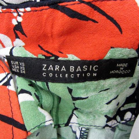 ザラ ベーシック ZARA BASIC ストレートパンツ ロング丈 花柄