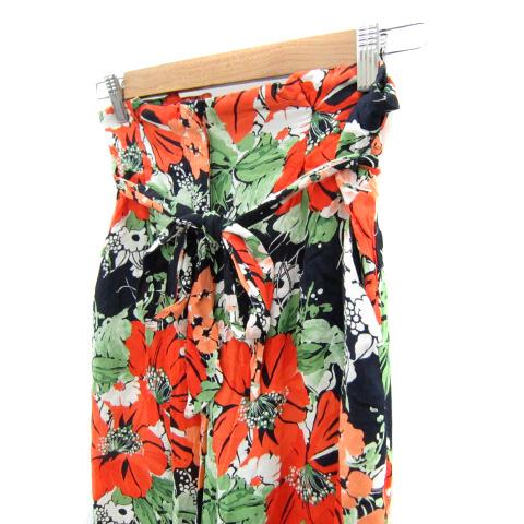 ザラ ベーシック ZARA BASIC ストレートパンツ ロング丈 花柄