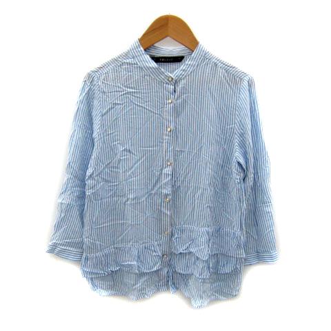 ザラ ベーシック ZARA BASIC シャツ ブラウス 七分袖 バンドカラー 