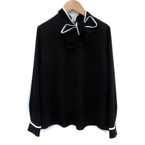 プチメゾン Petit Maison シャツ ブラウス 長袖 リボン 9号 黒 