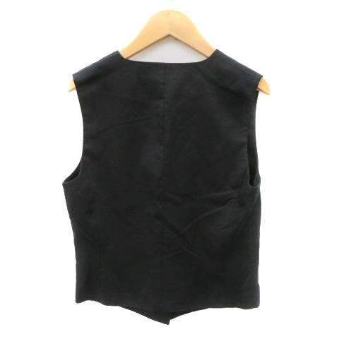 新品タグ付き⭐︎Y's⭐︎リネン混 ドッキングジャケット【1】 異素材 黒 ZARA ザラ ベスト ジレ ミドル丈 前開き 麻 リネン混 XS 黒