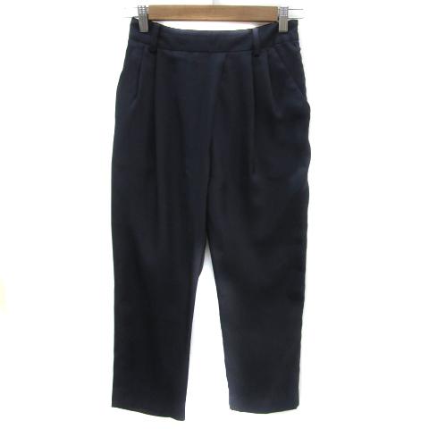 バッカ BACCA タックテーパードパンツ 七分丈 無地 34 XS 紺 ネイビー  