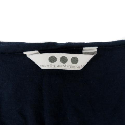 スリードッツ three dots ワンピース ミモレ丈 半袖 Vネック T3 紺 
