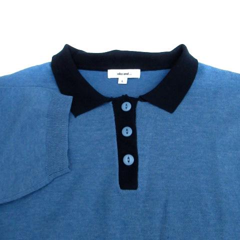 J6016 新品 アルコディオ イタリア製ニットポロシャツ ブルー系 L J6016 新品 アルコディオ イタリア製ニットポロシャツ ブルー系 L