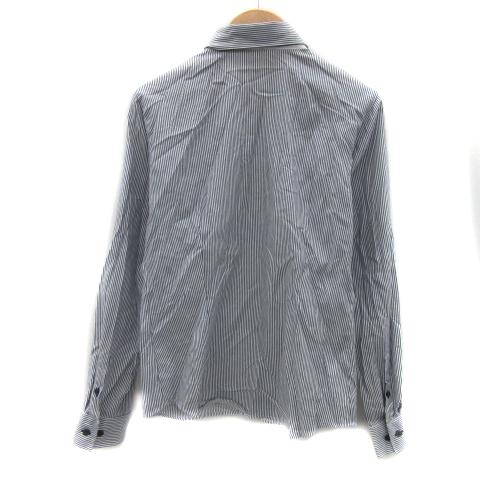 シャツプラザ SHIRT'S PLAZA シャツ ブラウス 長袖 ストライプ柄 M 青