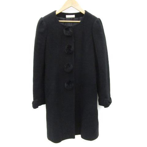 レッセパッセ LAISSE PASSE ノーカラーコート ロング丈 アンゴラ混 