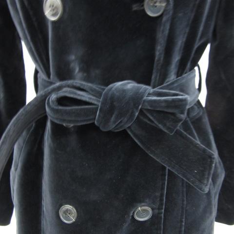 モガ MOGA トレンチコート ロング丈 ベルベット 2 ブラック 黒 /YM2