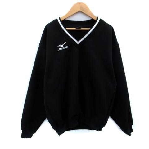 ミズノ MIZUNO スポーツウェア トレーナー Vネック ロゴ刺繍 S 黒