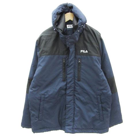 FILA ネイビー フード付きセット M フィラ FILA 中綿ジャケット ミドル丈 ジップアップ フード付き M