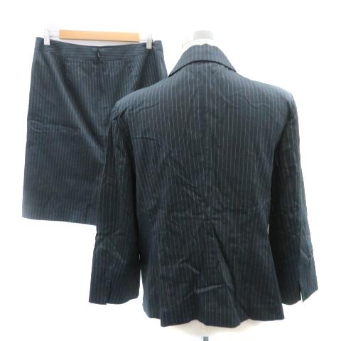 大きいサイズ44　INDIVI　スーツ　セットアップ　ストライプ　グレー INDIVI（インディヴィ） スーツ セットアップ テーラードジャケット