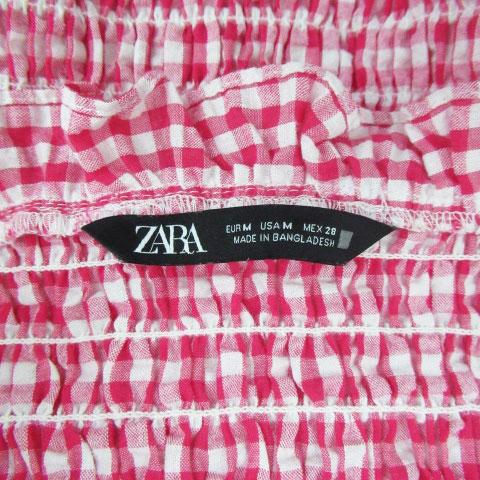 ZARA（ザラ） ブラウス カットソー オフショルダー 長袖 ギンガム