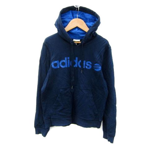 アディダスネオ adidas neo パーカー プルオーバー ロゴプリント M 紺 