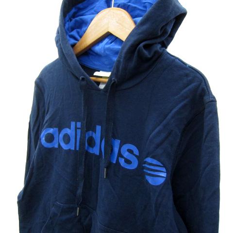 アディダスネオ adidas neo パーカー プルオーバー ロゴプリント M 紺 