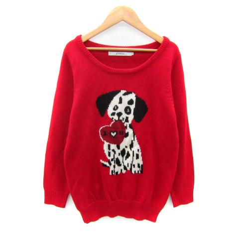 ジョイリッチ JOYRICH ニット セーター 長袖 ラウンドネック S 赤 