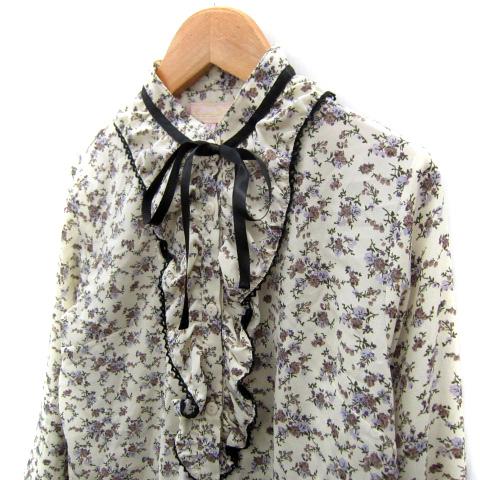 エミリアウィズ EmiriaWiz ブラウス シャツ 長袖 花柄 レース リボン M