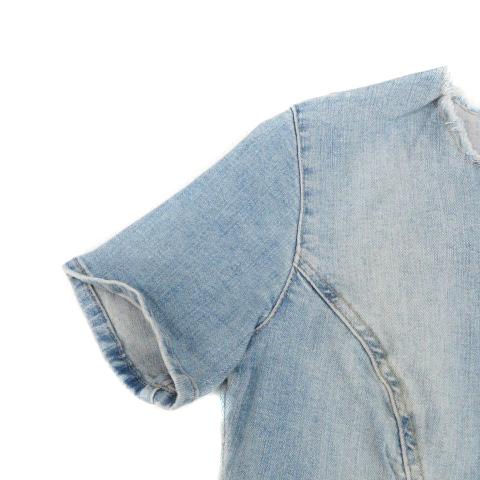 ZARA（ザラ） デニムワンピース ラウンドネック 半袖 ロング丈 カット