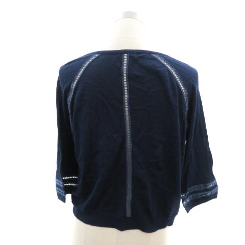 vivoli 7分袖　ニット　40 ヴィヴォリ vivoli カーディガン ミドル丈 七分袖 前開き 40 L 紺