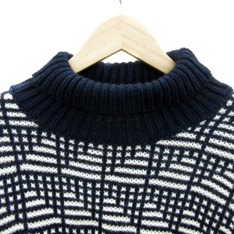 ZARA（ザラ） ニット セーター 長袖 タートルネック 総柄 ウール混 L