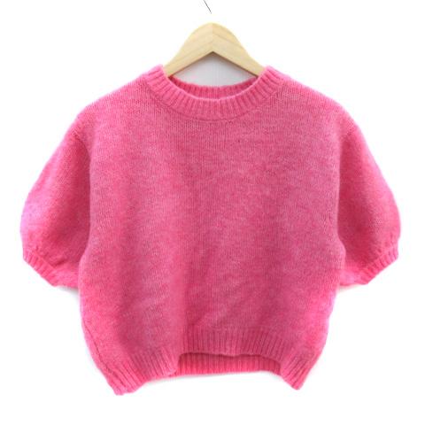 ZARA（ザラ） ニット セーター 五分袖 クルーネック ウール混 S ピンク