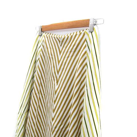 イエナ IENA フレアスカート ロング丈 マキシ丈 ストライプ柄 34 S 白