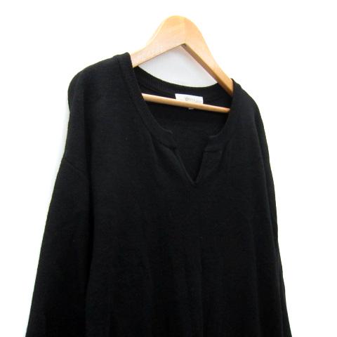 grove（グローブ） ニットワンピース ロング丈 長袖 スリットネック 