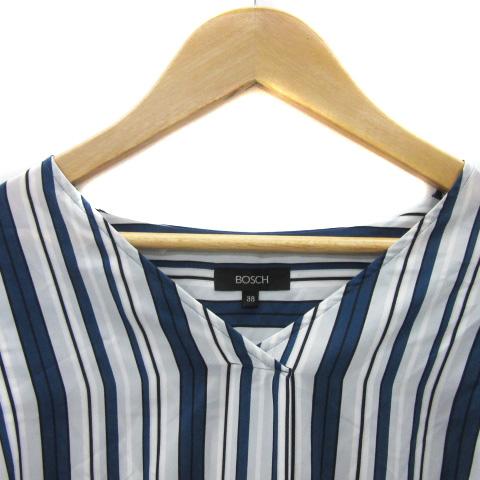 ボッシュ BOSCH ブラウス シャツ 長袖 Vネック ストライプ柄 オーバー