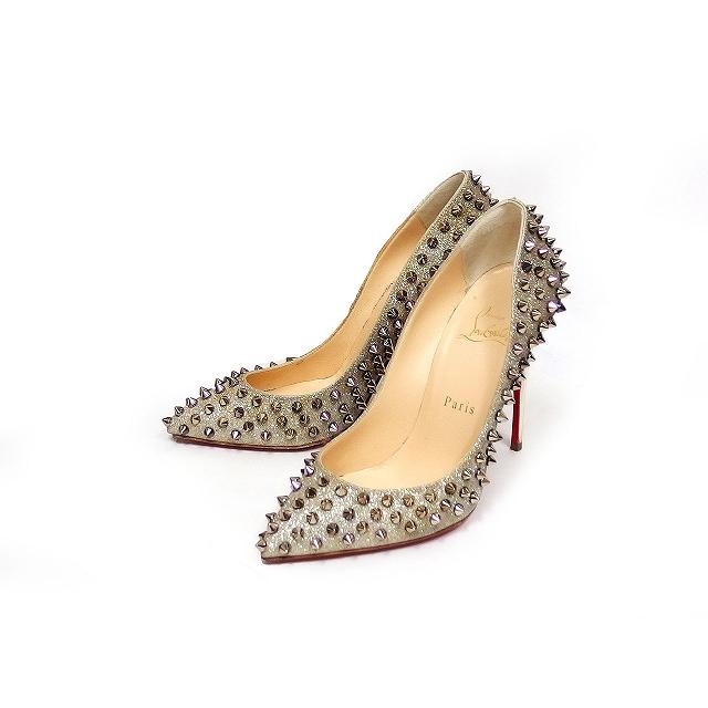 【クリスチャン ルブタン】 ポインテッドトゥ パンプス　35 クリスチャンルブタン/ハイヒール/35/スタッズ ポインテッドトゥ ホワイト