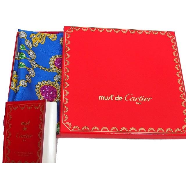 カルティエ Cartier 箱付き must de Cartier スカーフ 宝石柄 大判