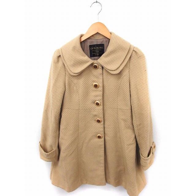 中古 セシルマクビー Cecil Mcbee コート アウター ステンカラー 丸襟 長袖 ミドル丈 M ベージュ Ft17 レディース ご注文で当日配送