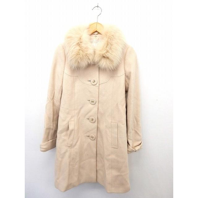 アウトレット 送料無料 中古 プライムパターン Prime Pattern コート アウター ステンカラー ウール ファー ポケット M ベージュ St43 レディース ベクトル 古着