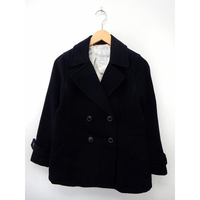 超熱 中古 イーハイフンワールドギャラリー E Hyphen World Gallery コート アウター Pコート ダブルボタン ポケット 無地 シンプル F 紺 ベクトル 古着