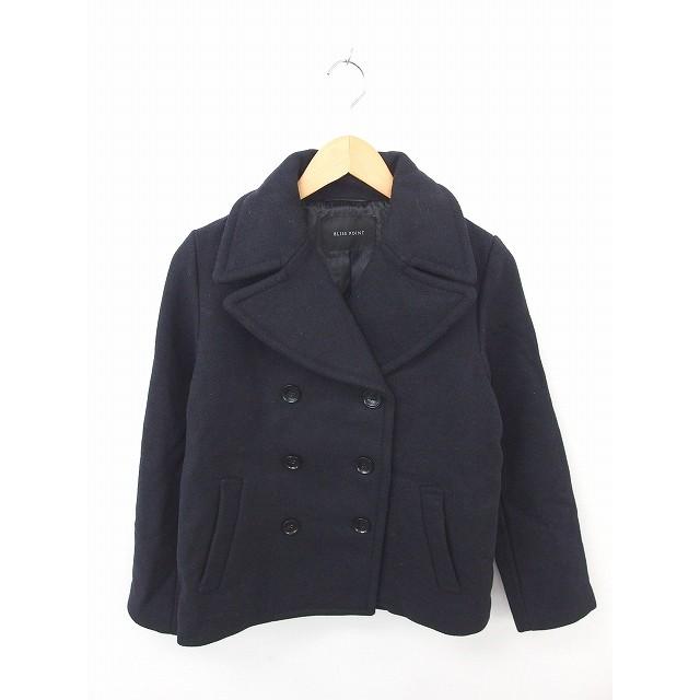 中古 ブリスポイント Blisspoint コート アウター ピーコート Pコート ショート ウール混 M 紺 ネイビー Tt32 レディース 99 以上節約