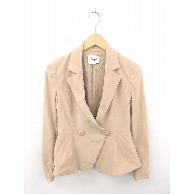 アウトレット送料無料 中古 デイライルノアール Delyle Noir ジャケット アウター テーラード ダブルボタン 無地 シンプル 3 茶 ベージュ Tt49 レディース ベクトル 古着