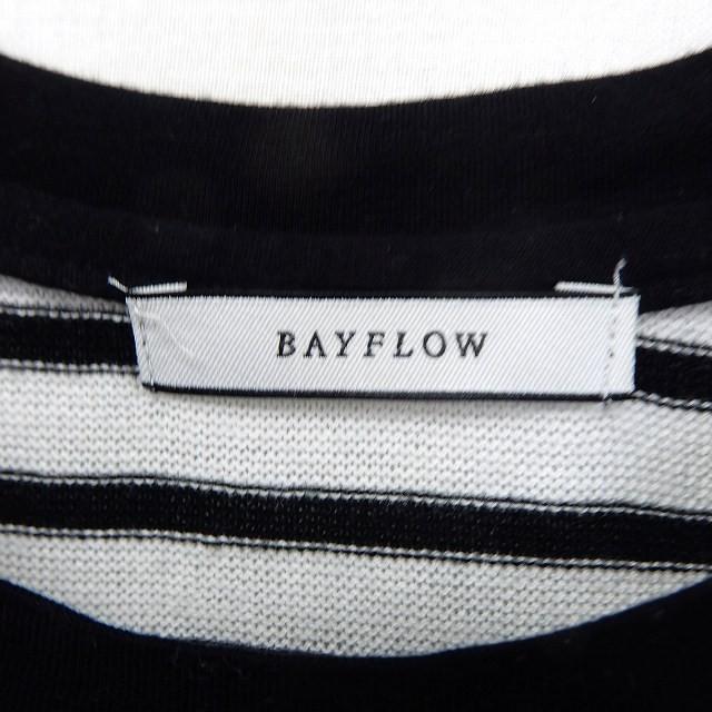 ベイフロー BAYFLOW カットソー Tシャツ ニット 半袖 ボーダー 綿 コットン 3 ホワイト ブラック /ST2 レディース｜vectorpremium｜03