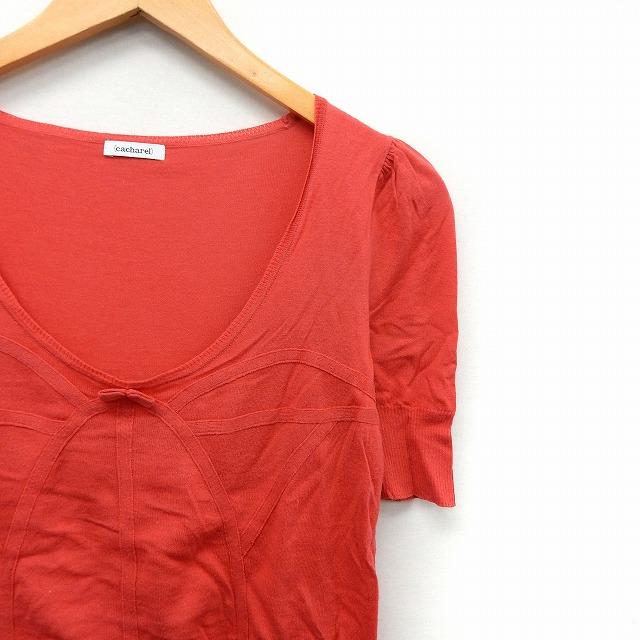 キャシャレル cacharel カットソー Tシャツ 半袖 Uネック シンプル 綿 