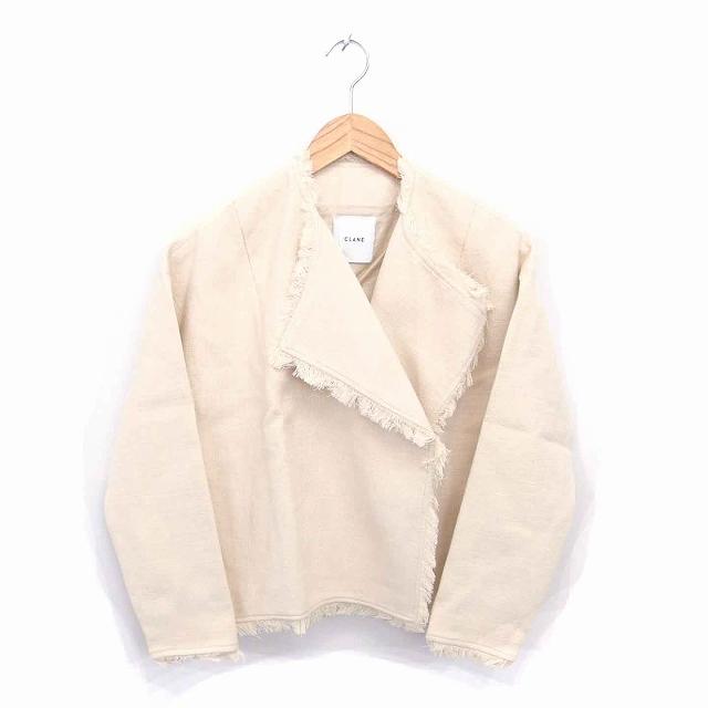 【中古】未使用品 クラネ CLANE タグ付き ジャケット アウター フリンジ トッパー 38 ベージュ /TT レディース 未使用品 クラネ CLANE タグ付き ジャケット アウター フリンジ