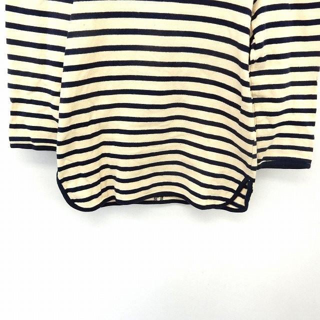 美品 15AW 完売 kaon カオン バック フリル ボーダー カットソー カオン Kaon カットソー Tシャツ 七分袖 ボーダー バックリボン FREE