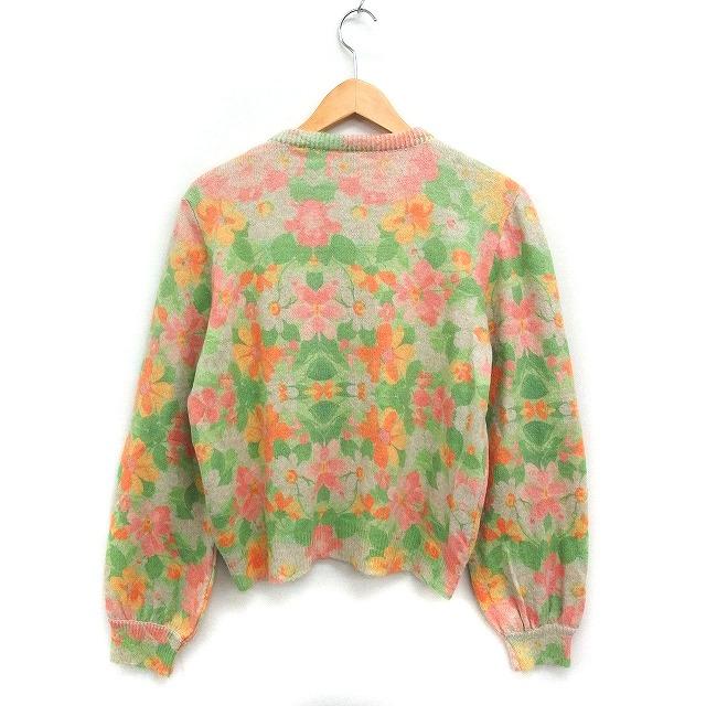 ZARA（ザラ） 花柄 ニット カーディガン パールビーズ装飾 L ベージュ